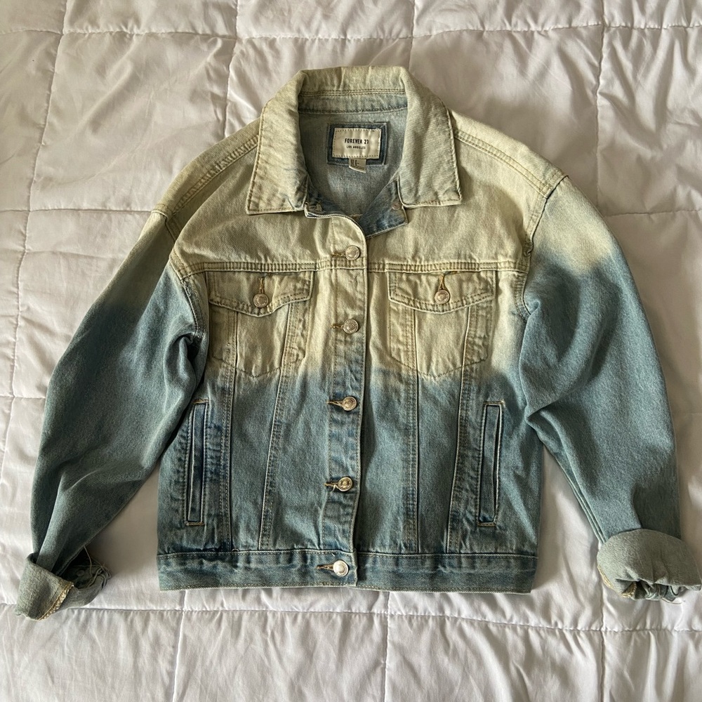 Forever 21 Denim Jacket, size small, color: light & medium wash